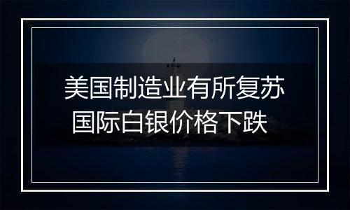 美国制造业有所复苏 国际白银价格下跌