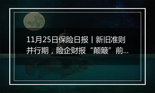 11月25日保险日报丨新旧准则并行期，险企财报“颠簸”前行！险企参与个人养老金市场还需供需两端发力