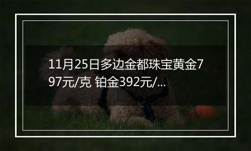 11月25日多边金都珠宝黄金797元/克 铂金392元/克