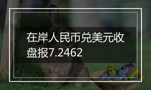 在岸人民币兑美元收盘报7.2462