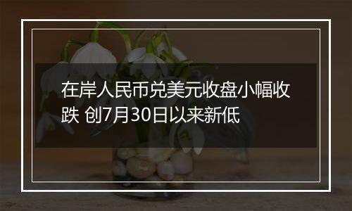 在岸人民币兑美元收盘小幅收跌 创7月30日以来新低