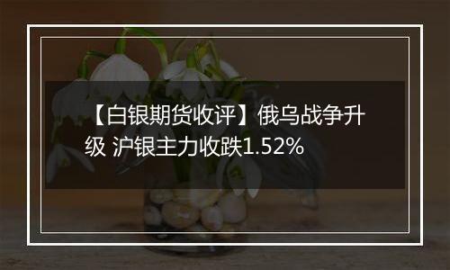 【白银期货收评】俄乌战争升级 沪银主力收跌1.52%