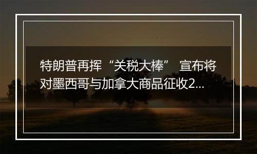 特朗普再挥“关税大棒” 宣布将对墨西哥与加拿大商品征收25%关税