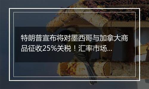 特朗普宣布将对墨西哥与加拿大商品征收25%关税！汇率市场“巨震”，美元直线拉升，现货金银波动加剧