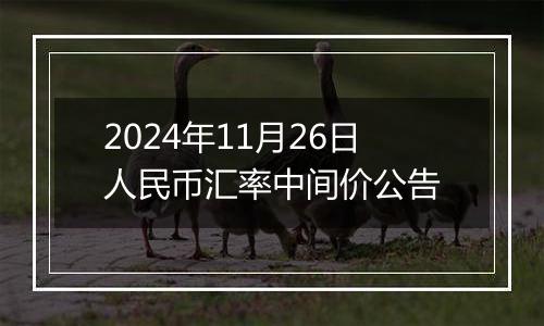 2024年11月26日人民币汇率中间价公告