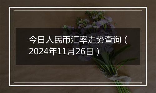 今日人民币汇率走势查询（2024年11月26日）