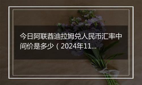 今日阿联酋迪拉姆兑人民币汇率中间价是多少（2024年11月26日）