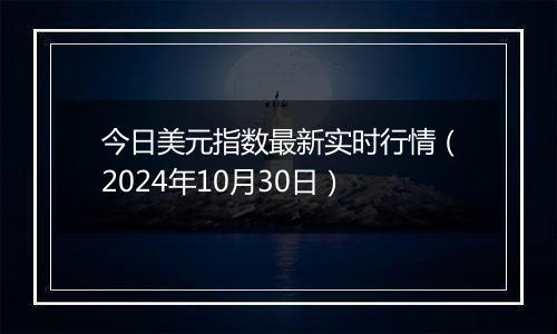 今日美元指数最新实时行情（2024年10月30日）