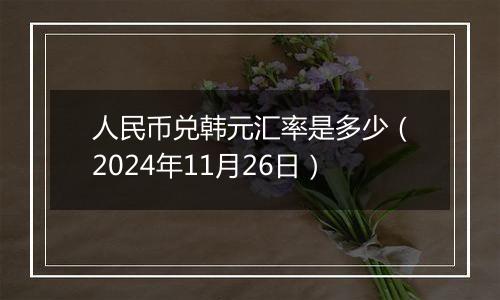 人民币兑韩元汇率是多少（2024年11月26日）