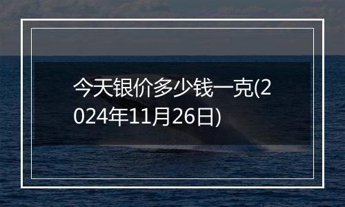 今天银价多少钱一克(2024年11月26日)