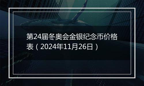 第24届冬奥会金银纪念币价格表（2024年11月26日）