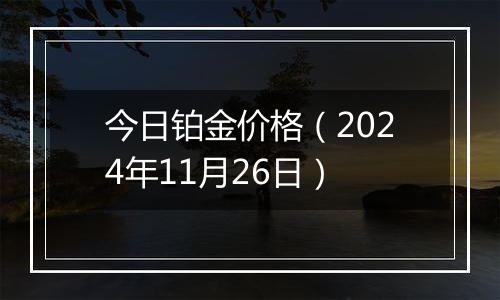 今日铂金价格（2024年11月26日）