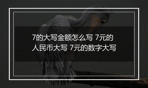 7的大写金额怎么写 7元的人民币大写 7元的数字大写