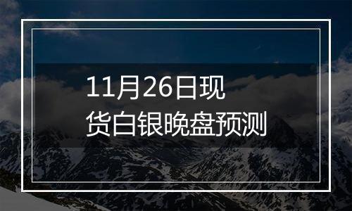 11月26日现货白银晚盘预测