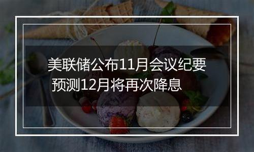 美联储公布11月会议纪要 预测12月将再次降息