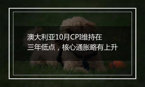 澳大利亚10月CPI维持在三年低点，核心通胀略有上升