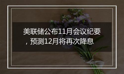 美联储公布11月会议纪要，预测12月将再次降息