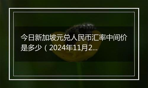 今日新加坡元兑人民币汇率中间价是多少（2024年11月27日）