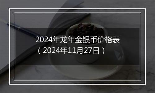 2024年龙年金银币价格表（2024年11月27日）