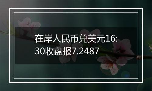 在岸人民币兑美元16:30收盘报7.2487