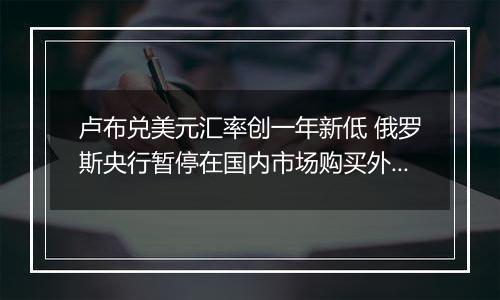 卢布兑美元汇率创一年新低 俄罗斯央行暂停在国内市场购买外币