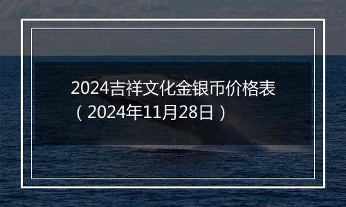 2024吉祥文化金银币价格表（2024年11月28日）