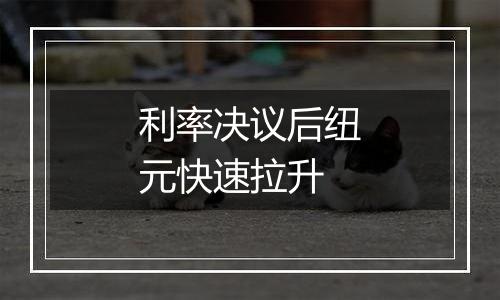 利率决议后纽元快速拉升