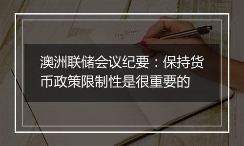 澳洲联储会议纪要：保持货币政策限制性是很重要的