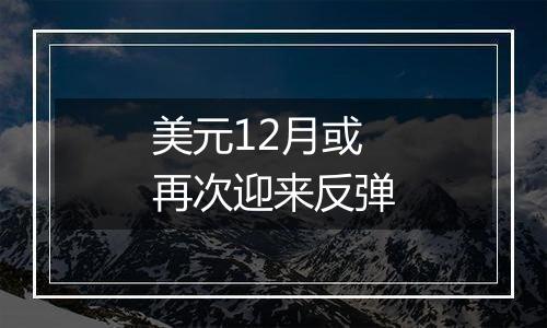 美元12月或再次迎来反弹