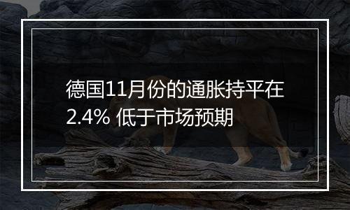 德国11月份的通胀持平在2.4% 低于市场预期