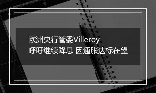 欧洲央行管委Villeroy呼吁继续降息 因通胀达标在望