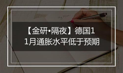 【金研•隔夜】德国11月通胀水平低于预期