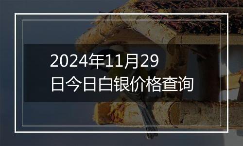 2024年11月29日今日白银价格查询