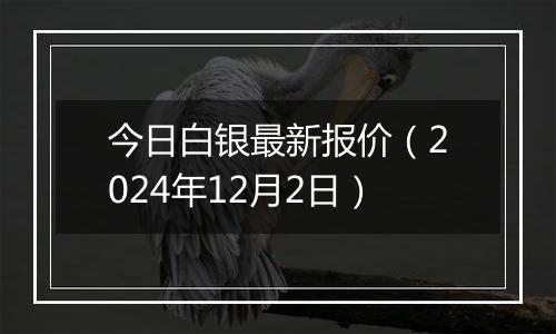 今日白银最新报价（2024年12月2日）