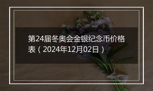 第24届冬奥会金银纪念币价格表（2024年12月02日）