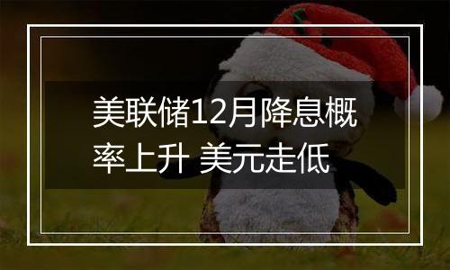 美联储12月降息概率上升 美元走低