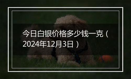 今日白银价格多少钱一克（2024年12月3日）