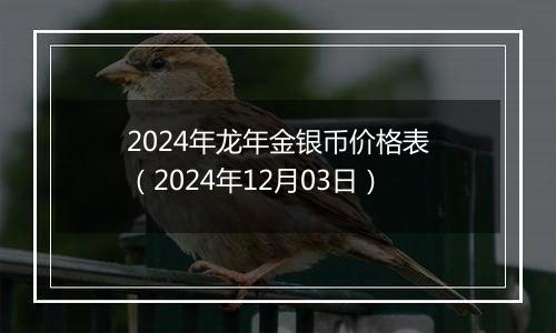 2024年龙年金银币价格表（2024年12月03日）