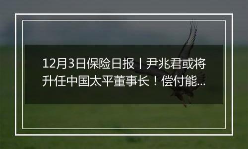 12月3日保险日报丨尹兆君或将升任中国太平董事长！偿付能力攻防战，11家险企年内债券融资近千亿元！