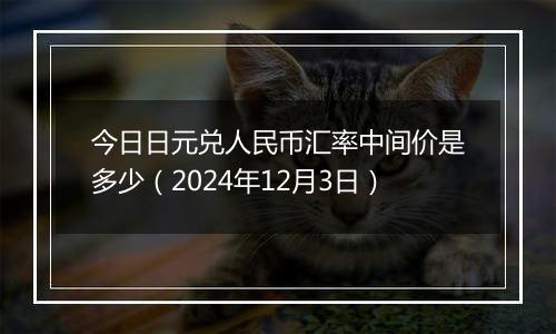 今日日元兑人民币汇率中间价是多少（2024年12月3日）