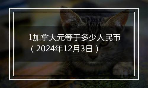 1加拿大元等于多少人民币（2024年12月3日）