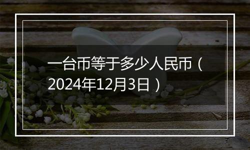 一台币等于多少人民币（2024年12月3日）