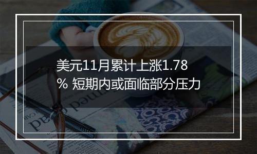 美元11月累计上涨1.78% 短期内或面临部分压力