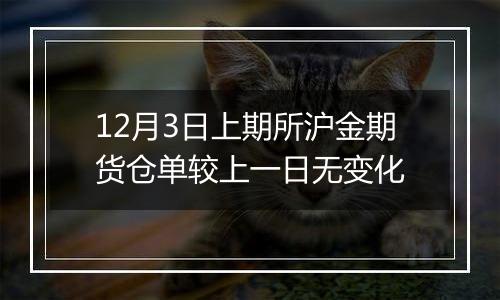 12月3日上期所沪金期货仓单较上一日无变化