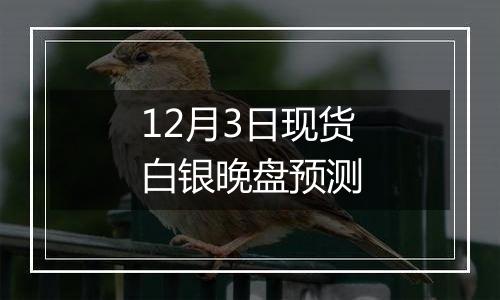 12月3日现货白银晚盘预测