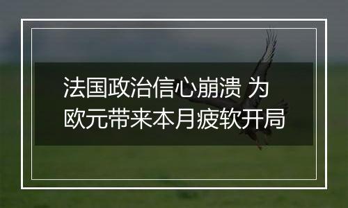 法国政治信心崩溃 为欧元带来本月疲软开局