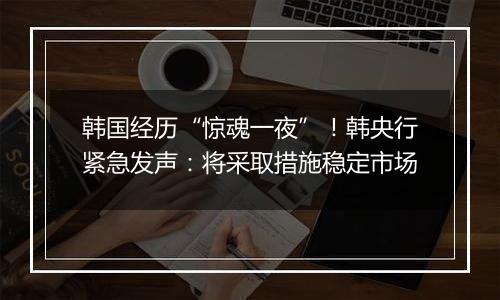 韩国经历“惊魂一夜”！韩央行紧急发声：将采取措施稳定市场