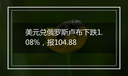 美元兑俄罗斯卢布下跌1.08%，报104.88