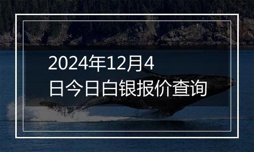 2024年12月4日今日白银报价查询