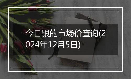 今日银的市场价查询(2024年12月5日)